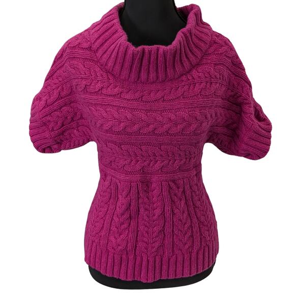 Express Magenta Knitted Bulk-Turtleneck Top | Women's M - Picture 1 of 6